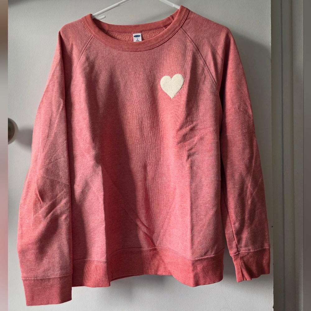 Old Navy Pink Crew Neck Sweater with Heart